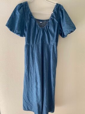 Old Navy Women’s Denim Chambray Puff-Sleeve Midi Dress - Size L